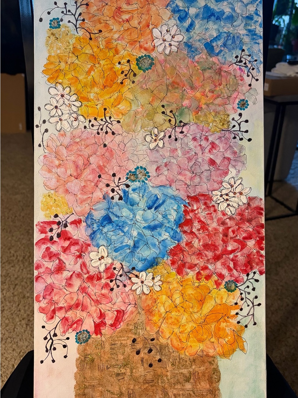 Floral Burst Abstract Canvas Art - Multicolor